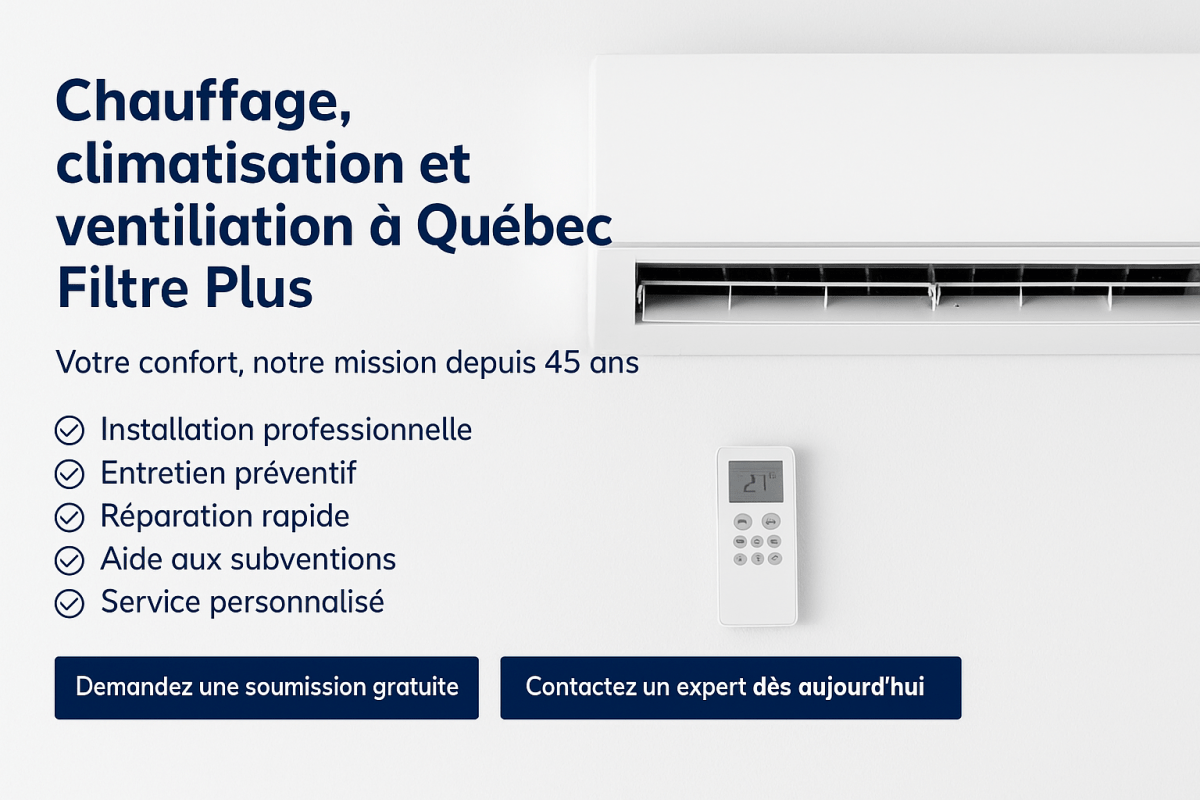 Chauffage, climatisation et ventilation à Québec | Filtre Plus