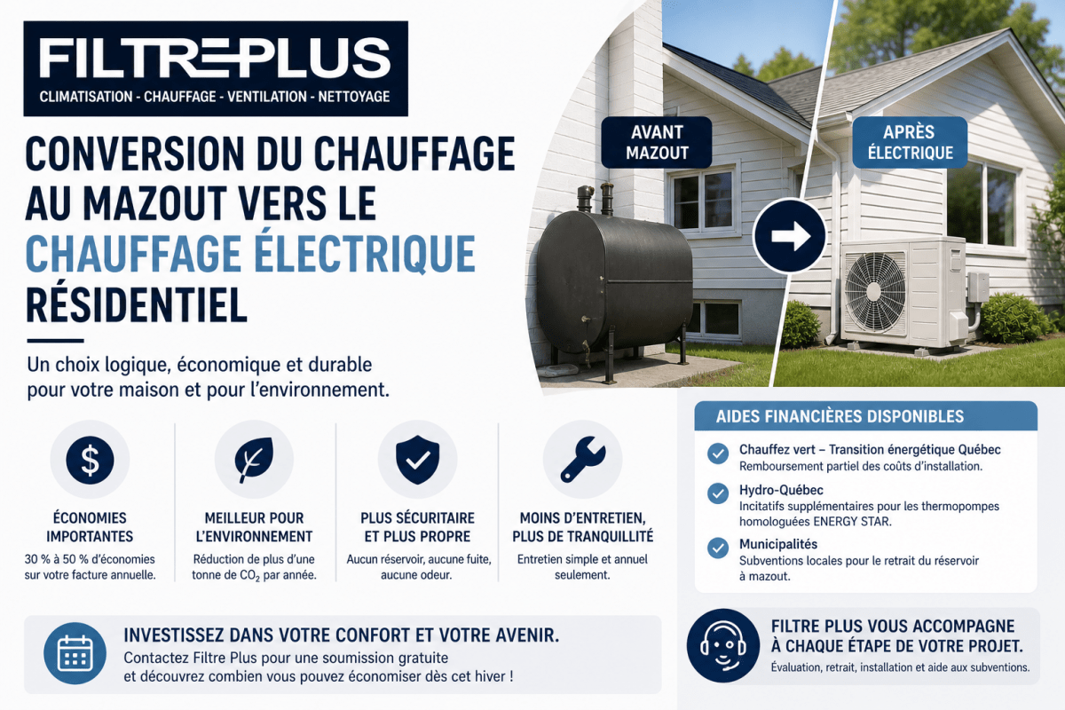 Conversion du chauffage au mazout vers le chauffage électrique résidentiel